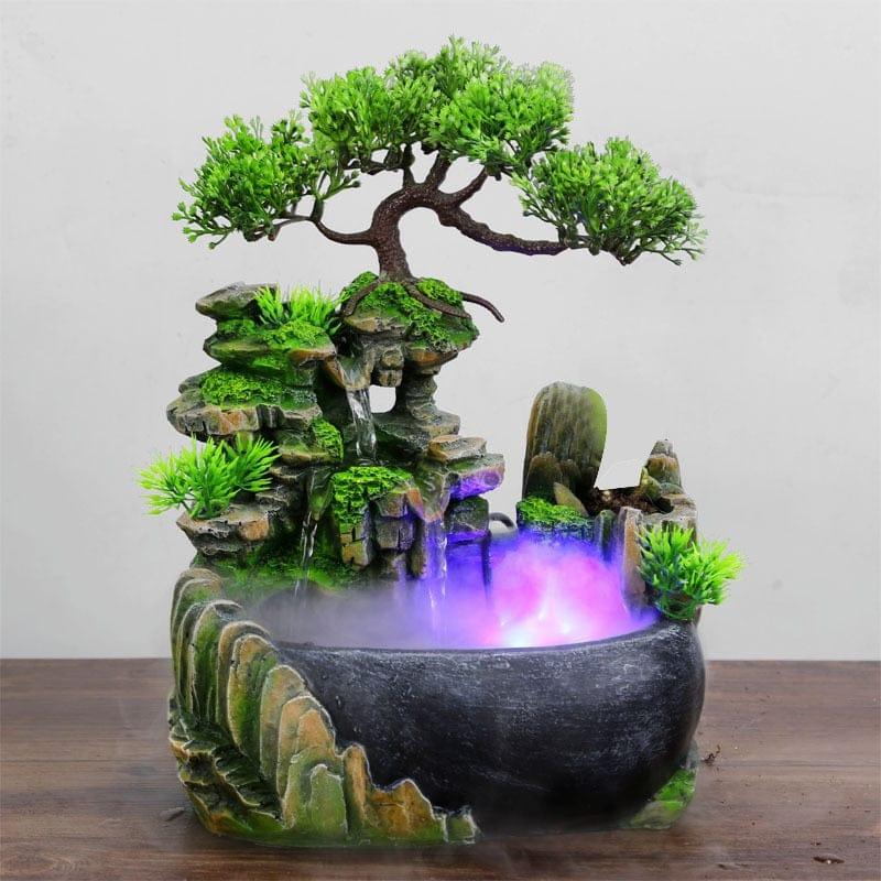Shop 0 Wealth Feng Shui Company Office Tabletop Ornaments Desktop Flowing Water Waterfall Fountain With Color Changing LED Lights Spray Mademoiselle Home Decor