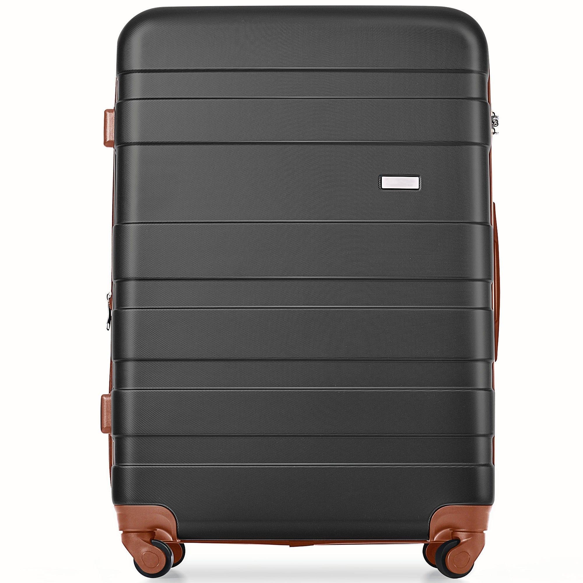 Shop Luggage Sets New Model Expandable ABS Hardshell 3pcs Clearance Luggage Hardside Lightweight Durable Suitcase sets Spinner Wheels Suitcase with TSA Lock 20''24''28''(black and brown) Mademoiselle Home Decor