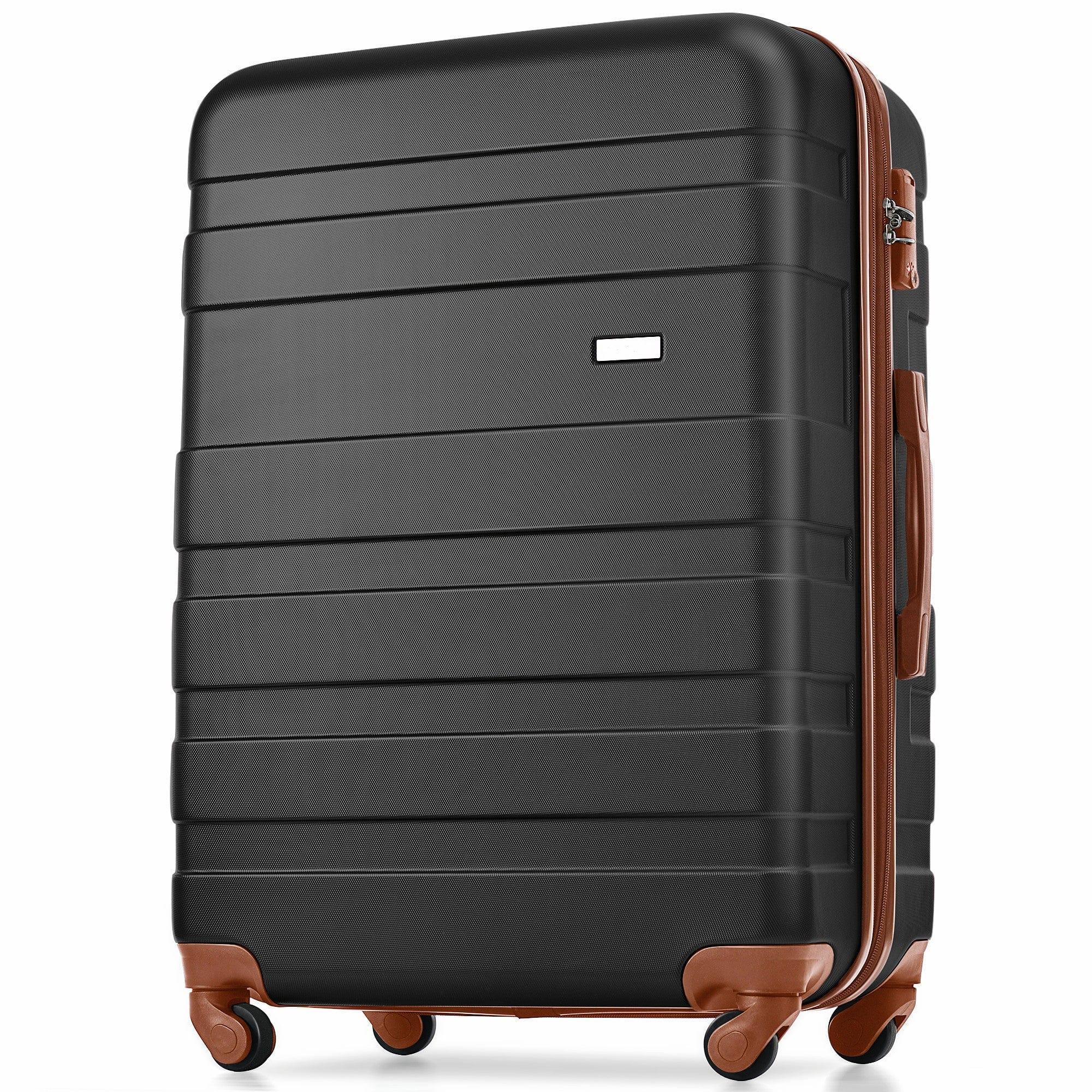 Shop Luggage Sets New Model Expandable ABS Hardshell 3pcs Clearance Luggage Hardside Lightweight Durable Suitcase sets Spinner Wheels Suitcase with TSA Lock 20''24''28''(black and brown) Mademoiselle Home Decor