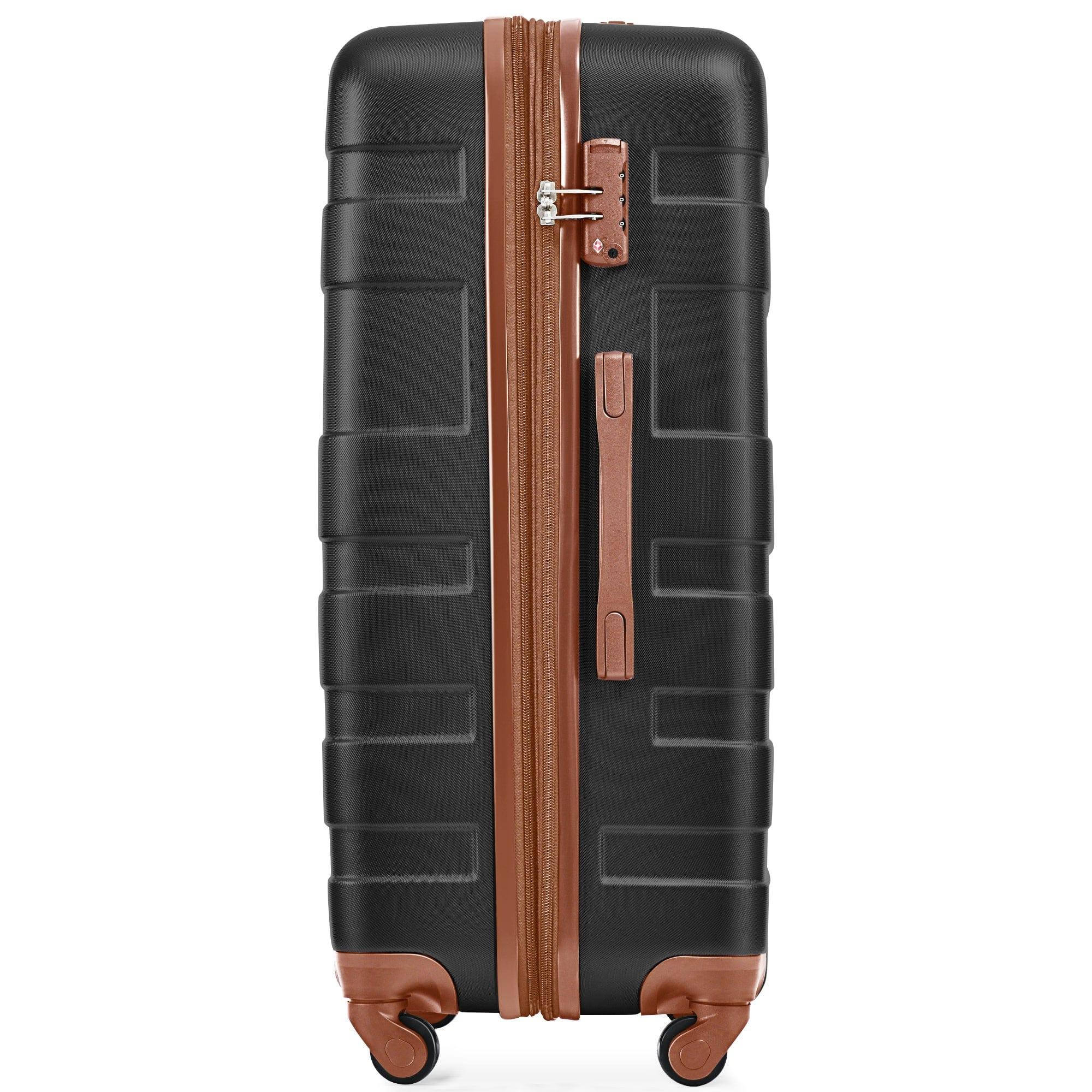 Shop Luggage Sets New Model Expandable ABS Hardshell 3pcs Clearance Luggage Hardside Lightweight Durable Suitcase sets Spinner Wheels Suitcase with TSA Lock 20''24''28''(black and brown) Mademoiselle Home Decor