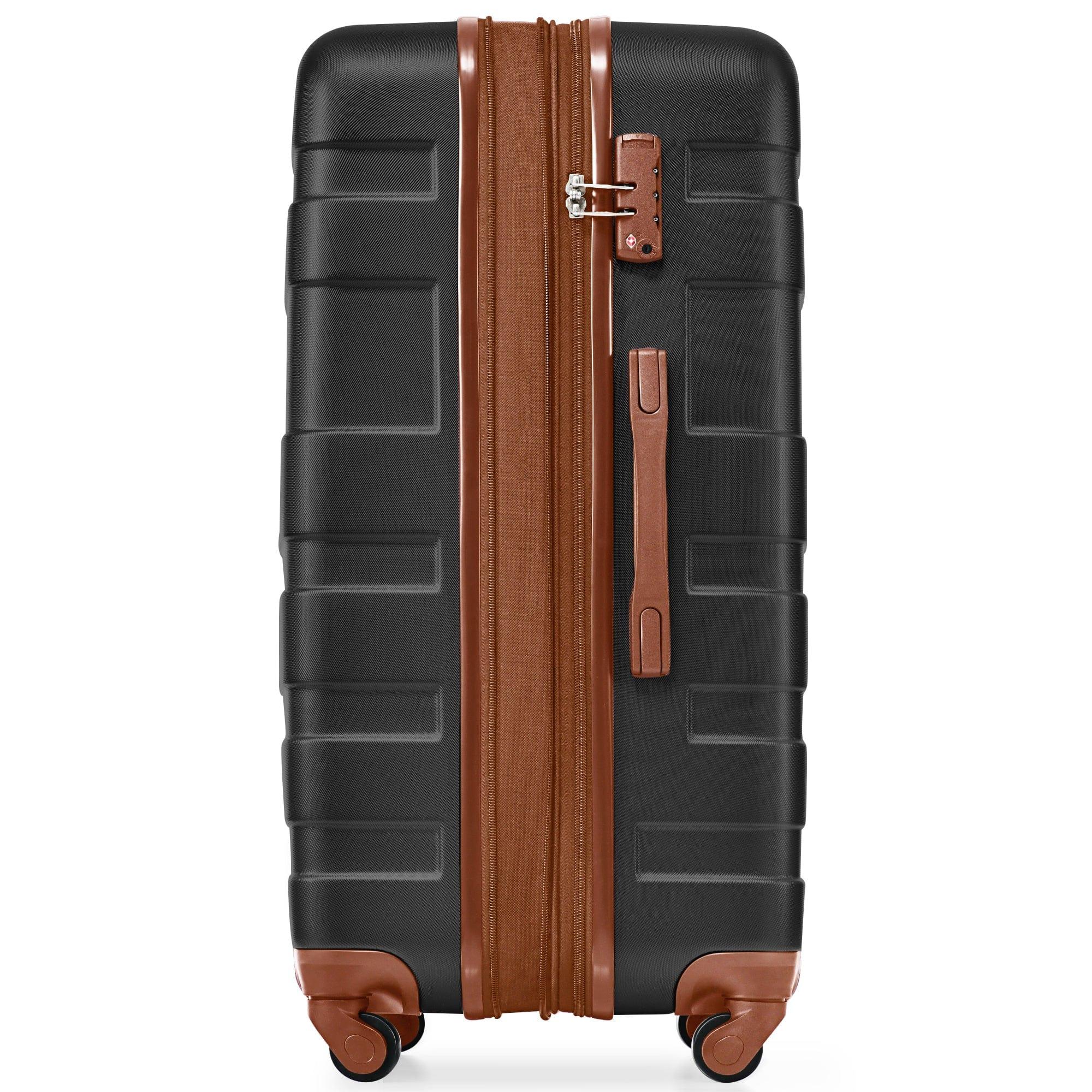 Shop Luggage Sets New Model Expandable ABS Hardshell 3pcs Clearance Luggage Hardside Lightweight Durable Suitcase sets Spinner Wheels Suitcase with TSA Lock 20''24''28''(black and brown) Mademoiselle Home Decor