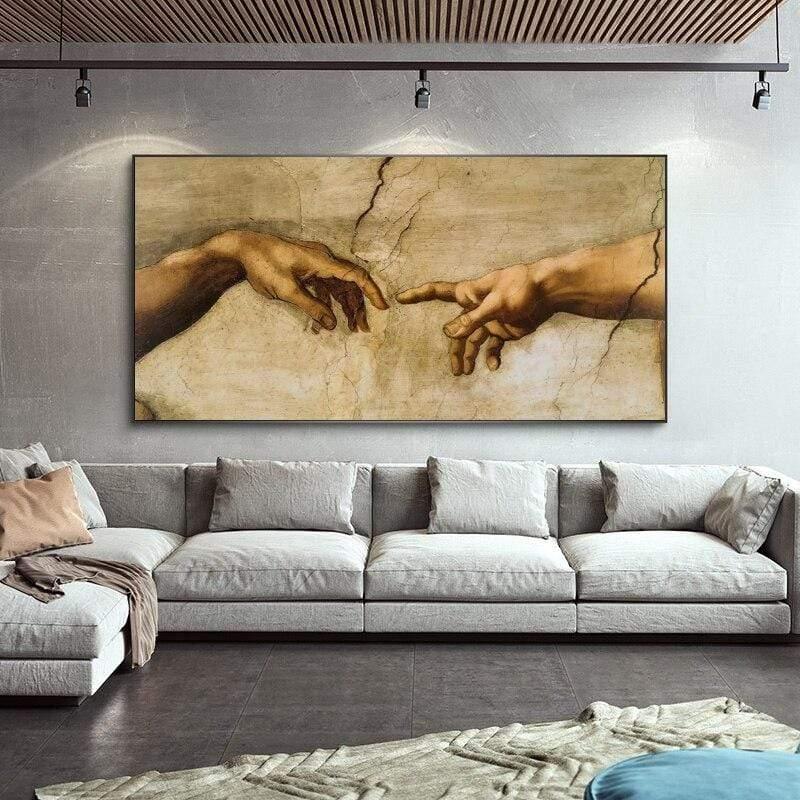Shop 0 The Creation Of Adam by Michelangelo Famous Art Canvas Paintings On the Wall Art Posters And Prints Hand to Hand Art Pictures Mademoiselle Home Decor