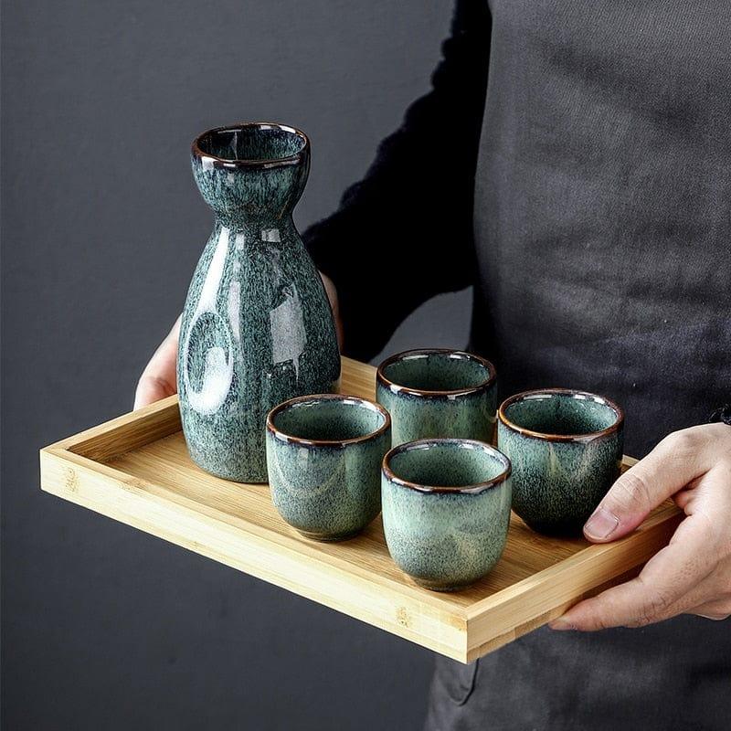 Shop 0 6 piece set Japanese Wine Set Retro Japanese Sake Jug Cup Pottery Wine Dispenser Liquor Cup Shochu Jug Small Wine Glass Commercial Mademoiselle Home Decor