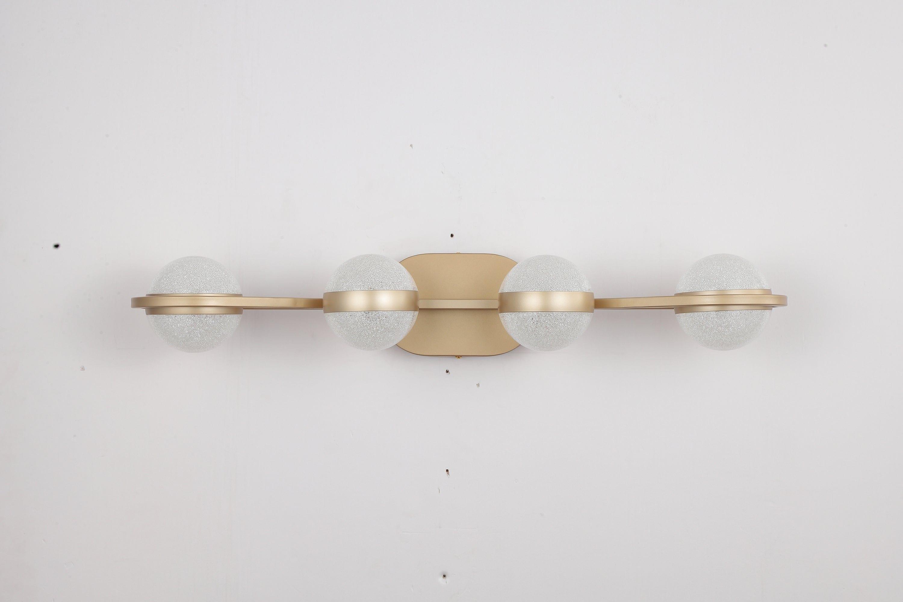 Shop LED Bathroom Vanity Lights Fixtures, 4-Lights Brushed Brass  Globe Glass Shade Over Mirror Mademoiselle Home Decor