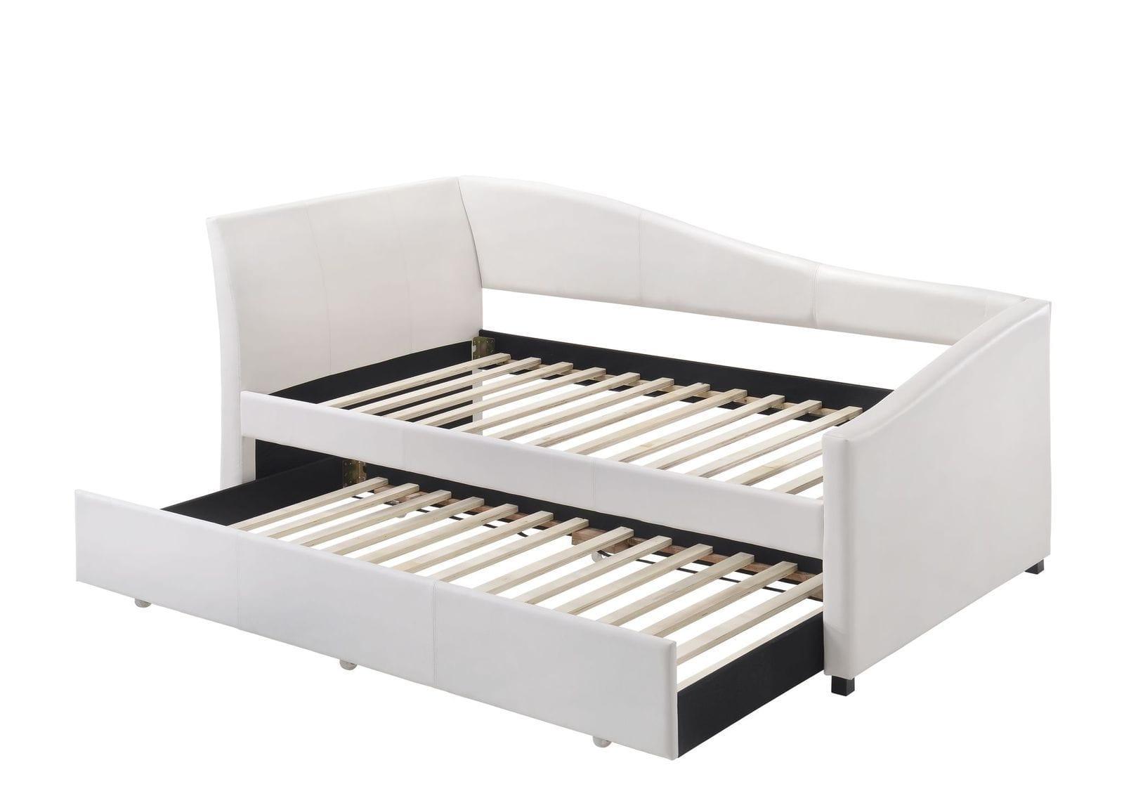 Shop ACME Jedda Daybed & Trundle (Twin Size), White PU (1Set/3Ctn) 39400 Mademoiselle Home Decor