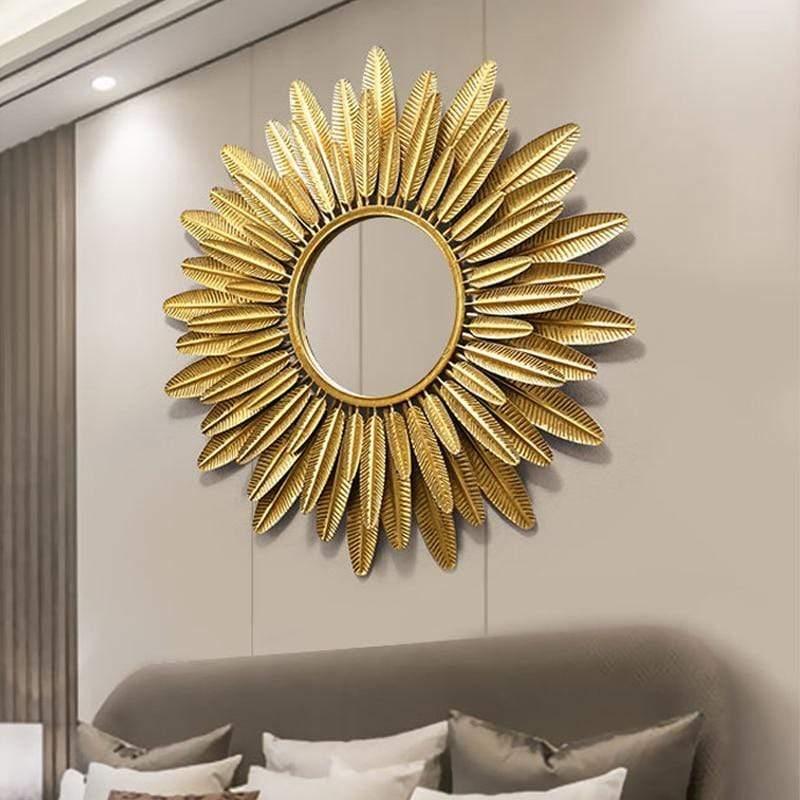 Shop 0 60cm Sun Shape Decorative Mirror Metal Innovative Art Decoration Round Makeup Mirror Home Bedroom Decorative Mirrors Wall Mirror Mademoiselle Home Decor