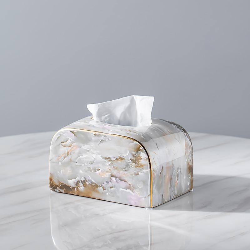 Shop 0 Light Luxury Marble Tissue Box Decoration Dining Table Coffee Table Napkin Box Household Living Room Ceramic Pumping Box Mademoiselle Home Decor