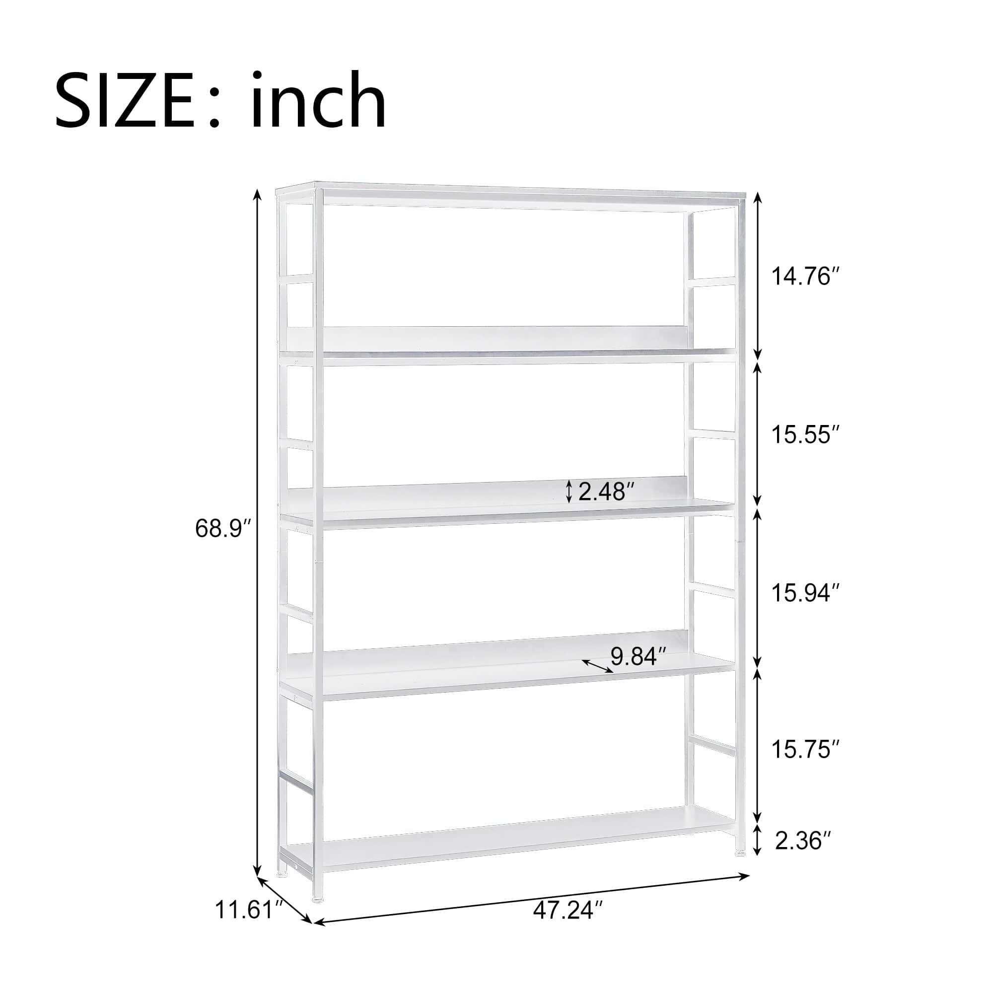 Shop [VIDEO] 5-Tier Home Office Bookcase Open Bookshelf Storage Large 5 Shelf Bookshelf Furniture with Metal Frame, White Mademoiselle Home Decor