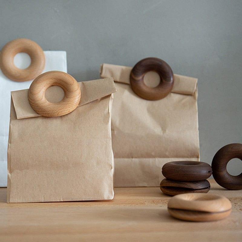 Shop 0 Wooden Donut Decoration Folder Home Food Storage Kitchen Rings DIY Snack Bag Portable Natural Clamp Sealing Clip Party Mademoiselle Home Decor