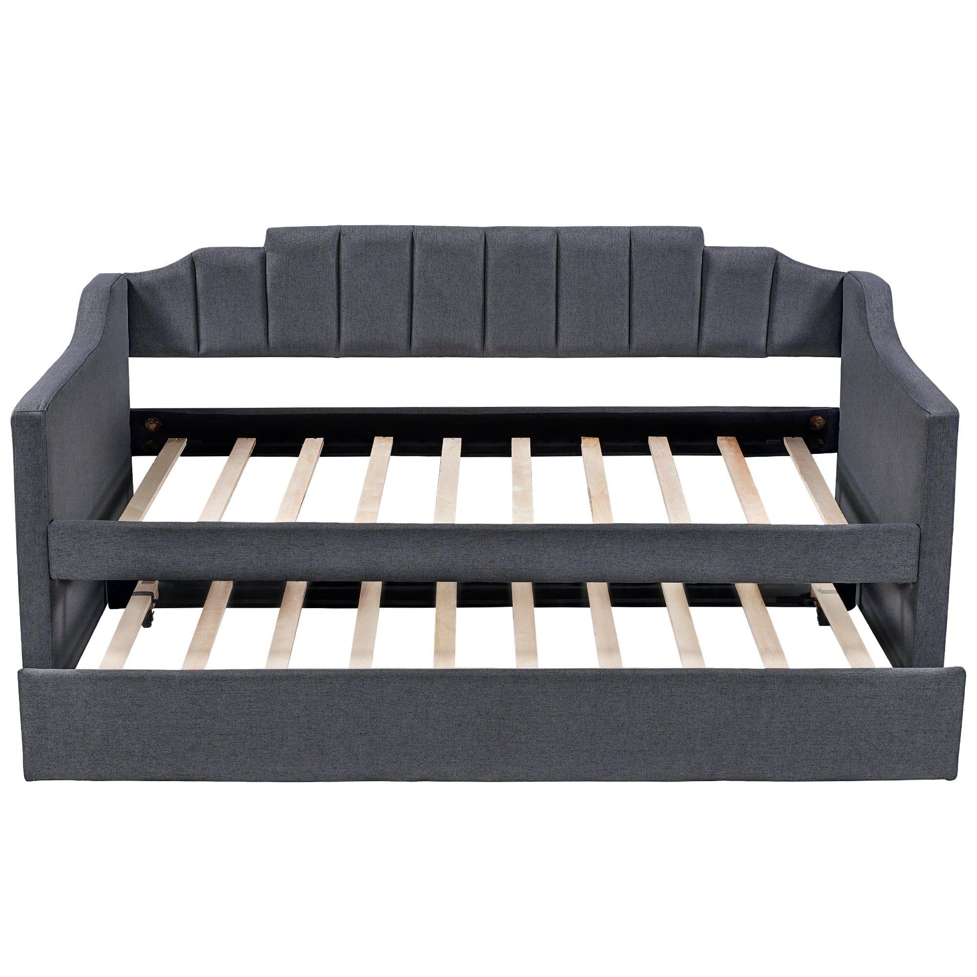 Shop Upholstered Twin Daybed with Trundle,Black Mademoiselle Home Decor