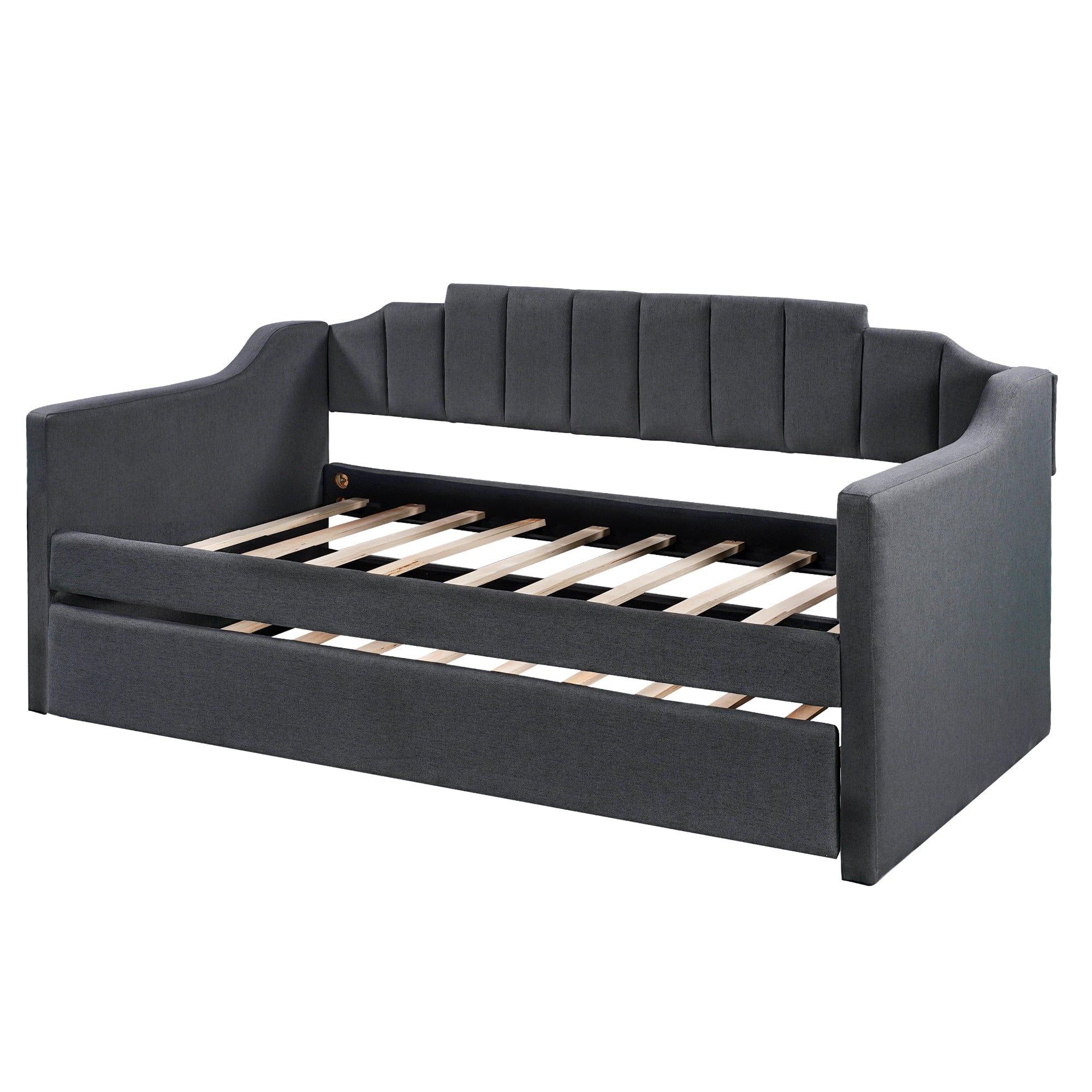 Shop Upholstered Twin Daybed with Trundle,Black Mademoiselle Home Decor