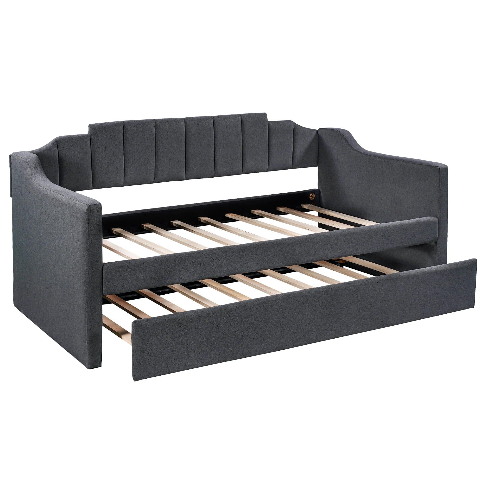 Shop Upholstered Twin Daybed with Trundle,Black Mademoiselle Home Decor