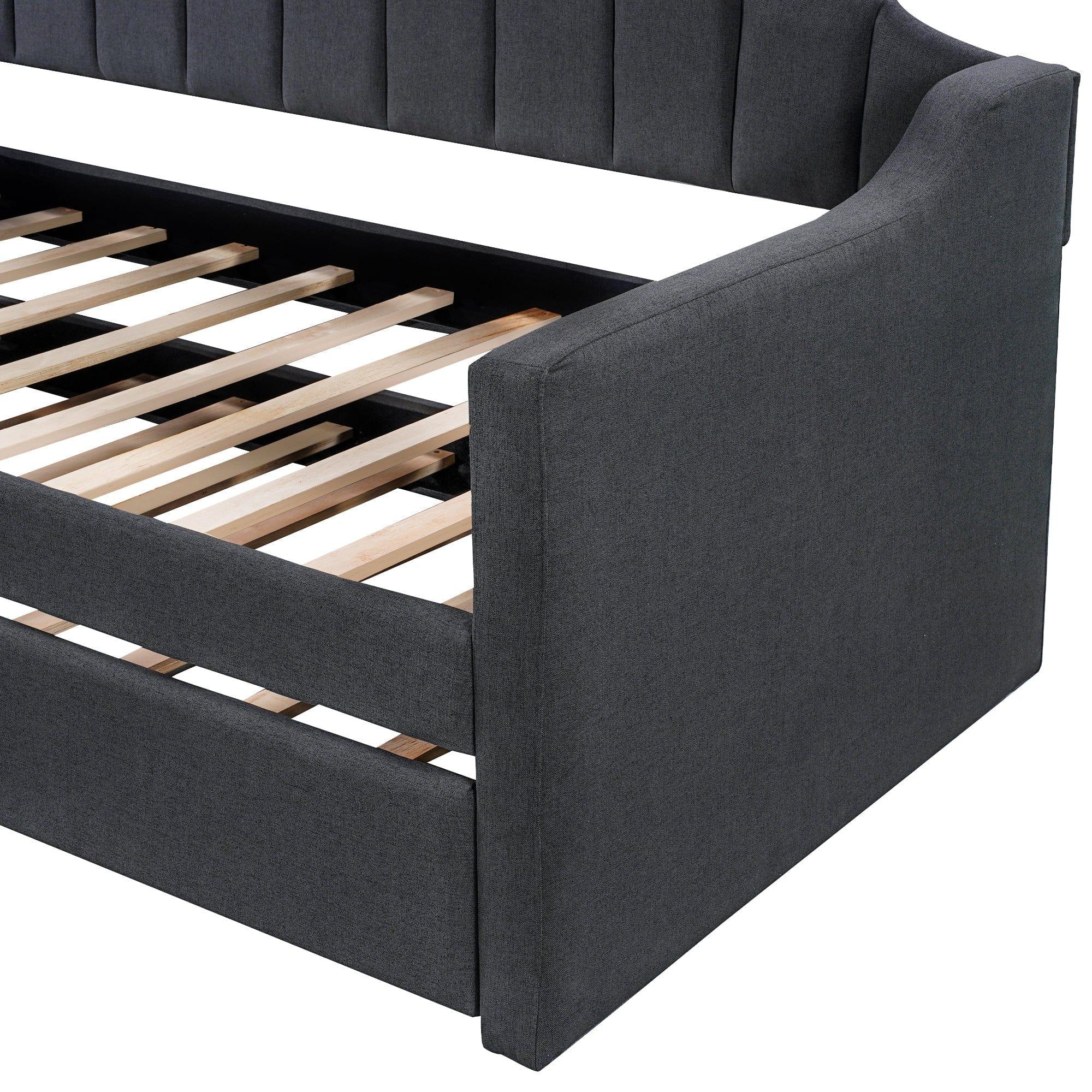 Shop Upholstered Twin Daybed with Trundle,Black Mademoiselle Home Decor