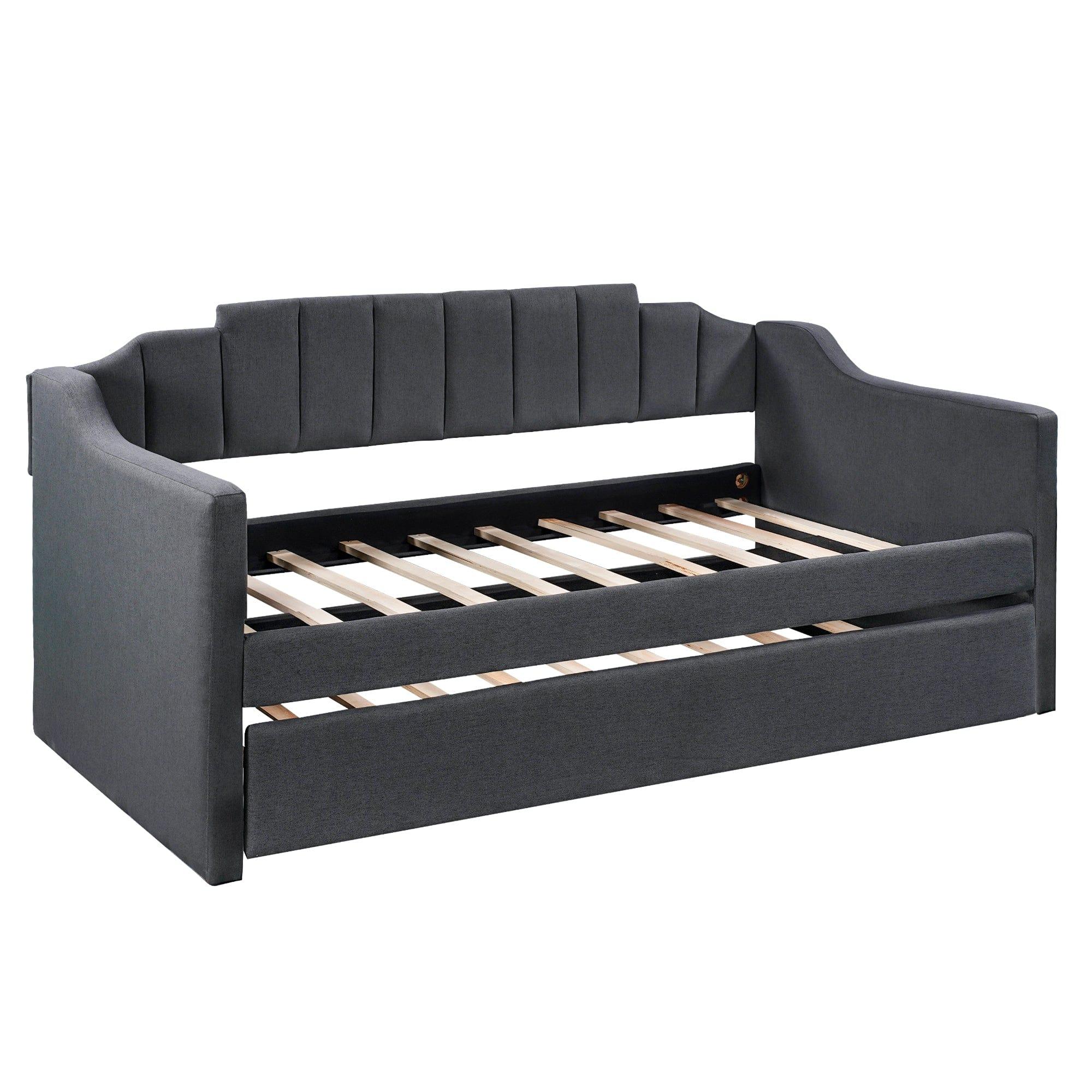 Shop Upholstered Twin Daybed with Trundle,Black Mademoiselle Home Decor