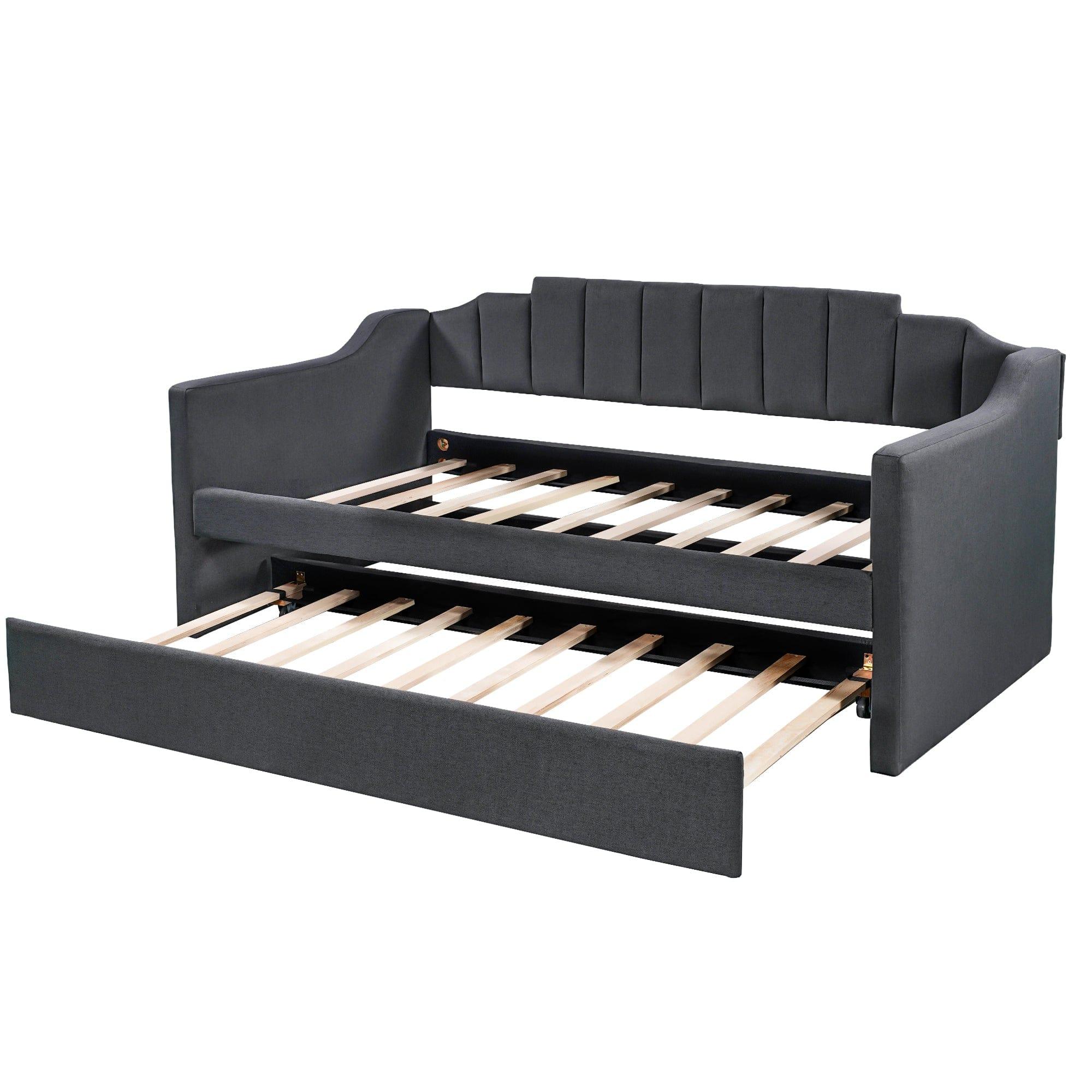 Shop Upholstered Twin Daybed with Trundle,Black Mademoiselle Home Decor