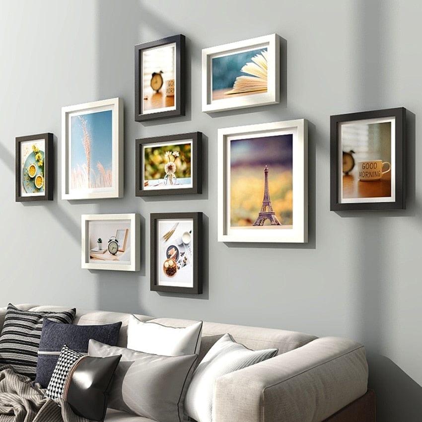Shop 0 9Pcs/Set Natural Wood Picture Frames Wall Decor Photo Frame For Wall With Plexiglass Classic Wooden Frame For Wall Hanging Mademoiselle Home Decor