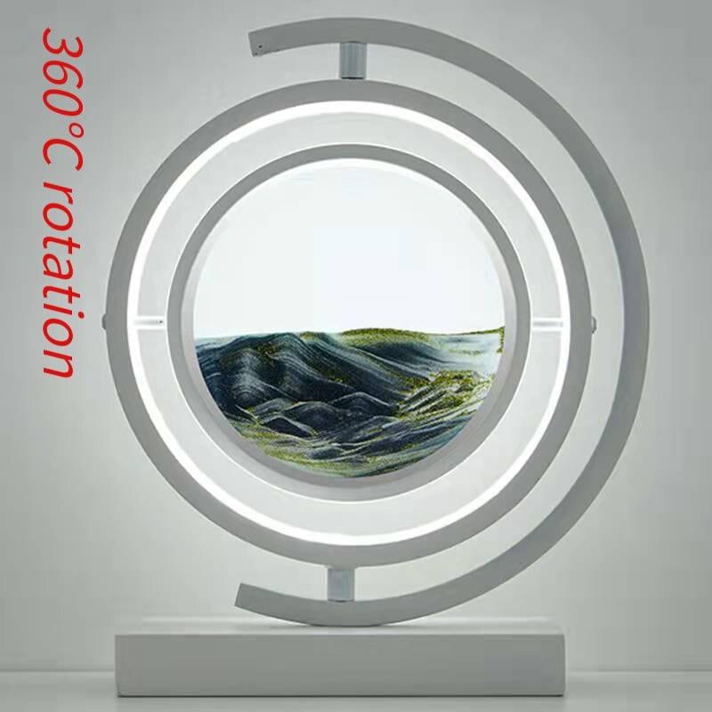 Shop 0 White spin-Black / Remote control LED Quicksand Painting Hourglass Art Unique Decorative Sand Painting Night Light Bedroom Decoration Glass Hourglass Table Lamp Mademoiselle Home Decor