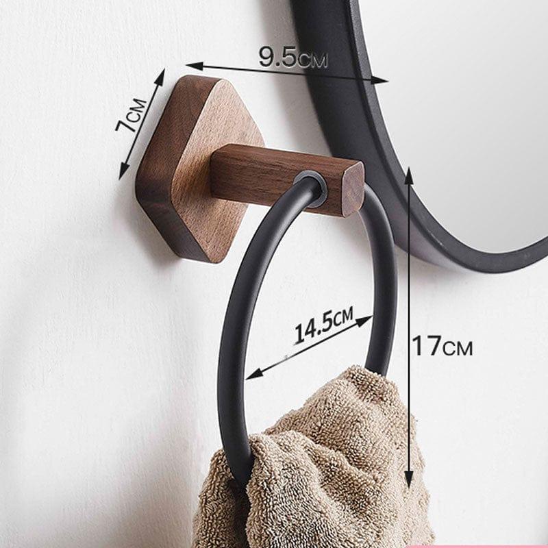 Shop 0 Black Aluminum+Wood Towel Ring, Hand Towel Holder for Bathroom, Towel Rack Hanger for Kitchen Wall Mount Heavy Duty Storage Mademoiselle Home Decor