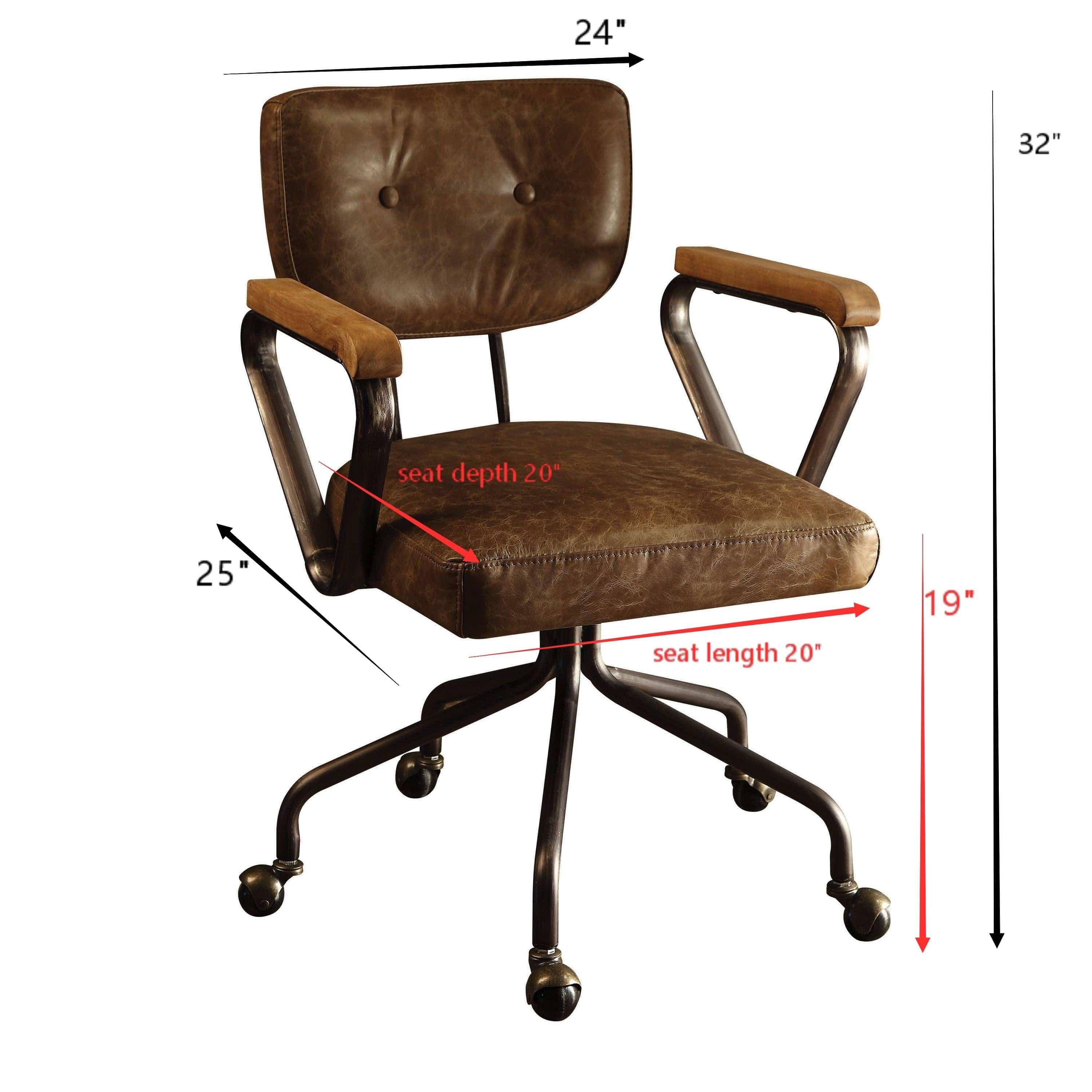 Shop ACME Hallie Office Chair in Vintage Whiskey Top Grain Leather 92410 Mademoiselle Home Decor