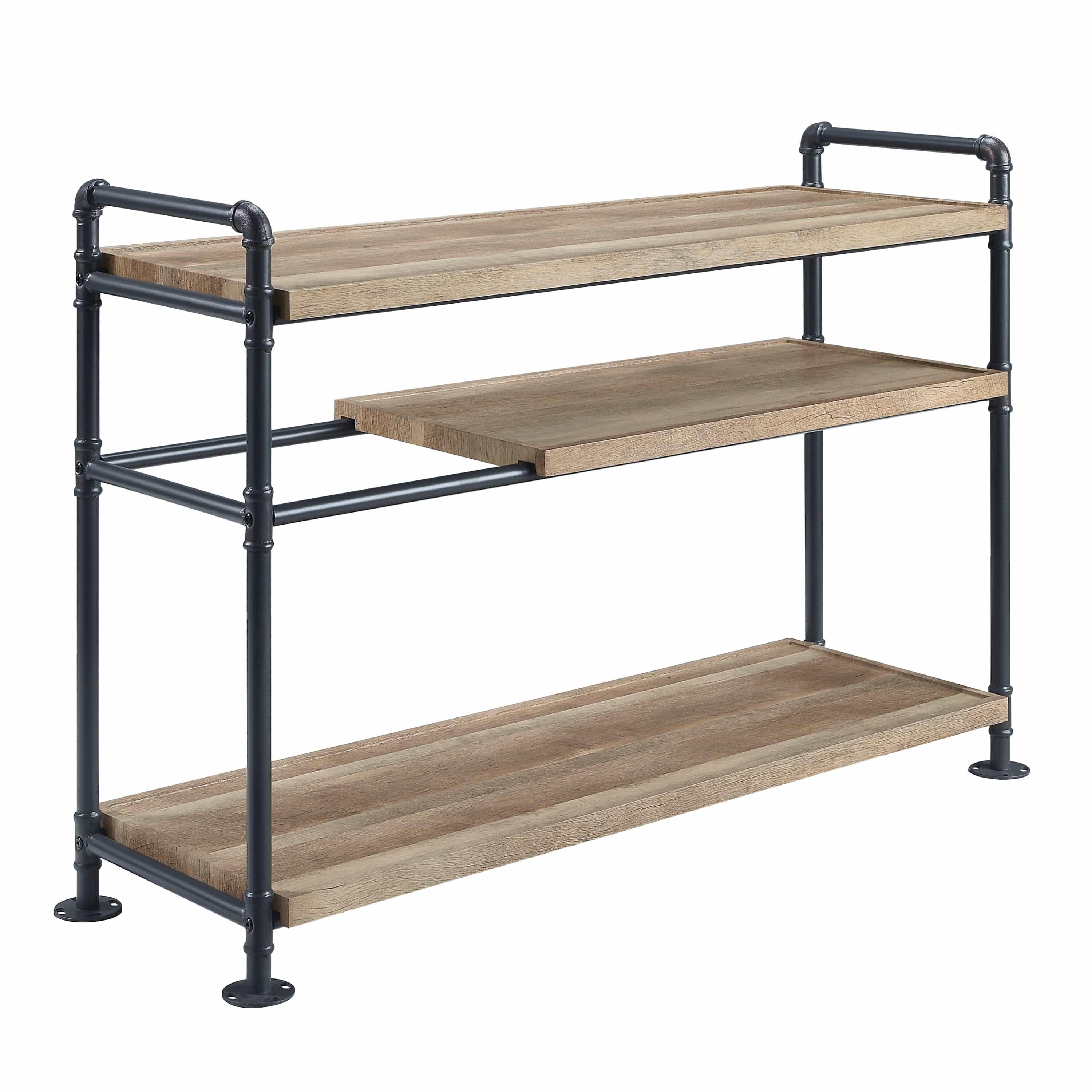 Shop ACME Brantley Bookshelf w/3 Shelves in Oak & Sandy Black Finish AC00756 Mademoiselle Home Decor