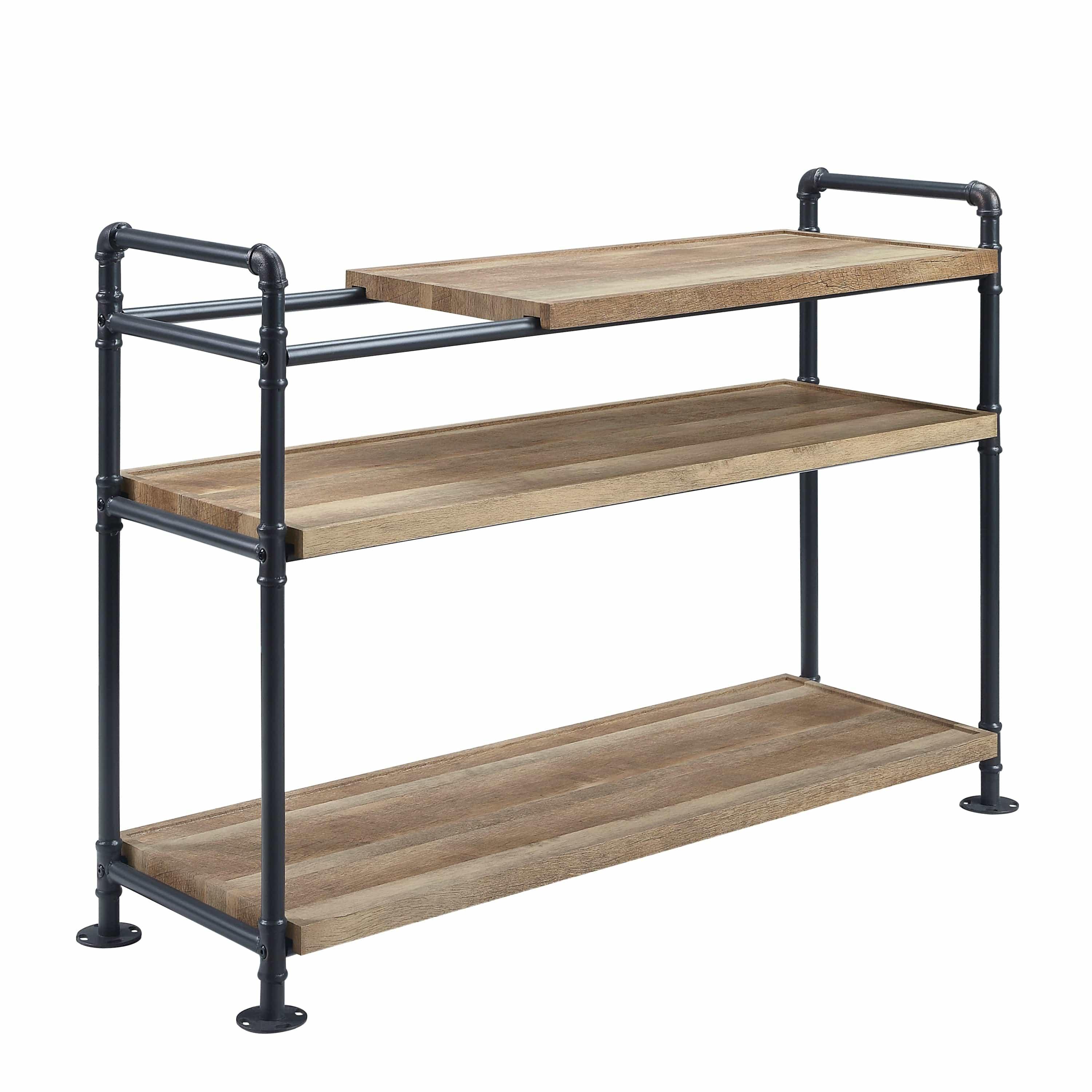 Shop ACME Brantley Bookshelf w/3 Shelves in Oak & Sandy Black Finish AC00756 Mademoiselle Home Decor