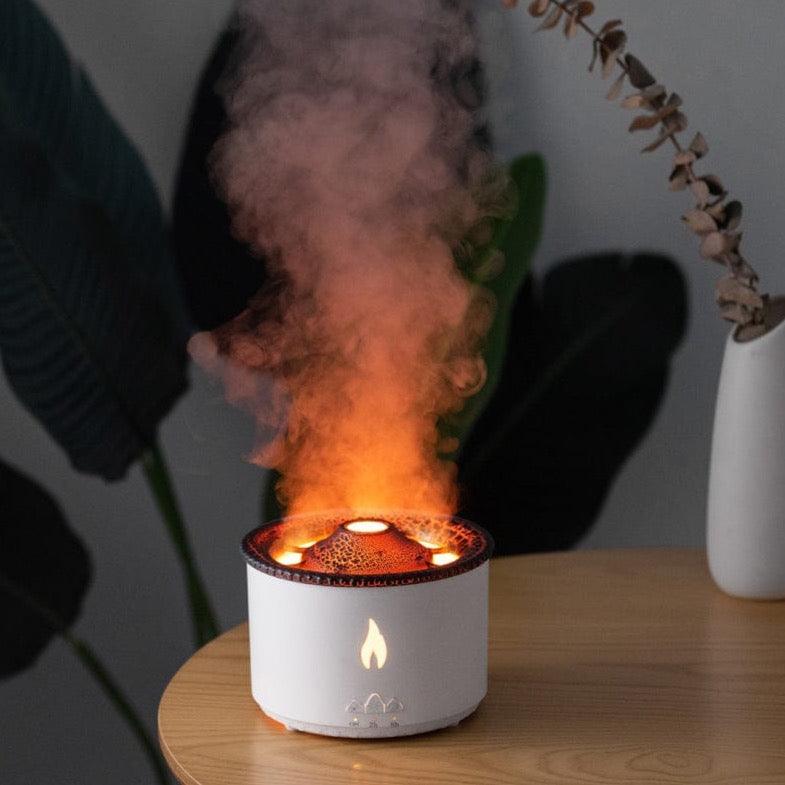 Shop 0 REUP Volcanic Flame Aroma Diffuser Essential Oil 360ml Portable Air Humidifier with Cute Smoke Ring Night Light Lamp Fragrance Mademoiselle Home Decor