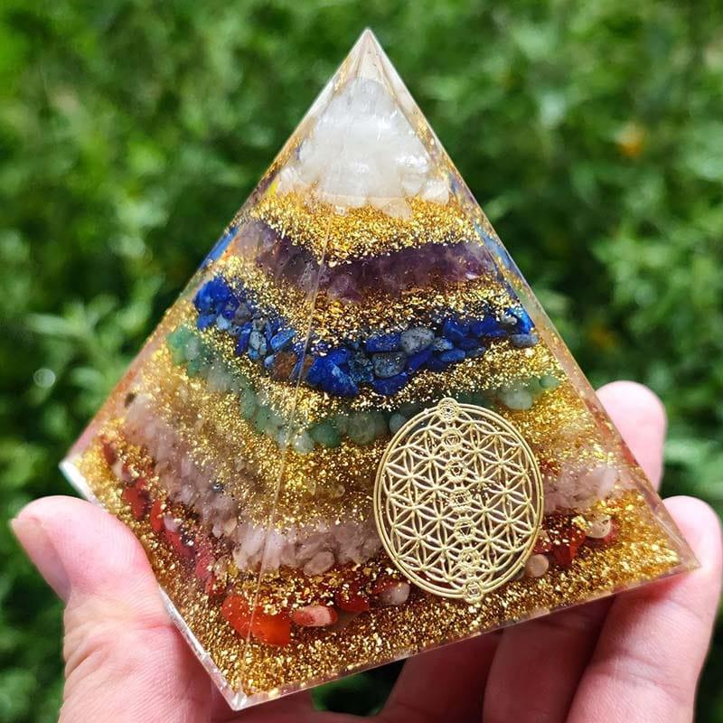 Shop 0 Orgonite Seven Chakra Energy Pyramid Aura Divination Supplies Yoga Meditation Ornaments Resin Craft EMF Protection Lucky Stone Mademoiselle Home Decor