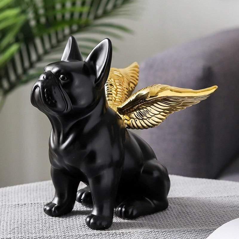 Shop 0 Nordic Black Bulldog Statue Sculpture With Wings Ceramics Animal Figurines Office Home Decoration Desk Decor Creative gift Mademoiselle Home Decor