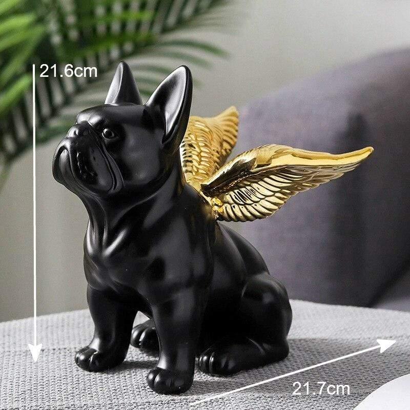 Shop 0 Black with Gold Nordic Black Bulldog Statue Sculpture With Wings Ceramics Animal Figurines Office Home Decoration Desk Decor Creative gift Mademoiselle Home Decor