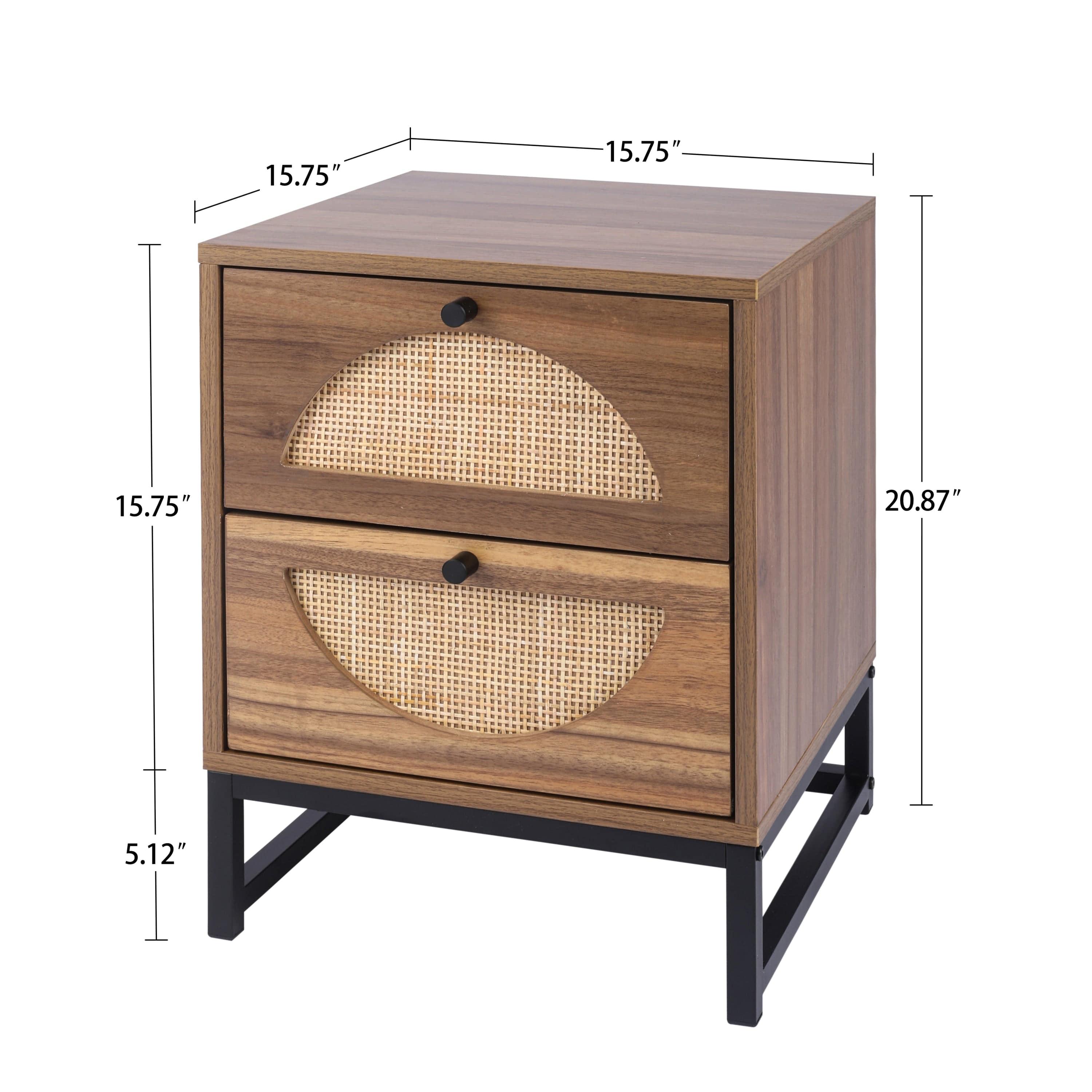 Shop Natural rattan，2 Drawer side table，Display Rack for Bedroom and Living Room，Nightstand Side Table Bedroom Storage Drawer Bedside End Table Mademoiselle Home Decor