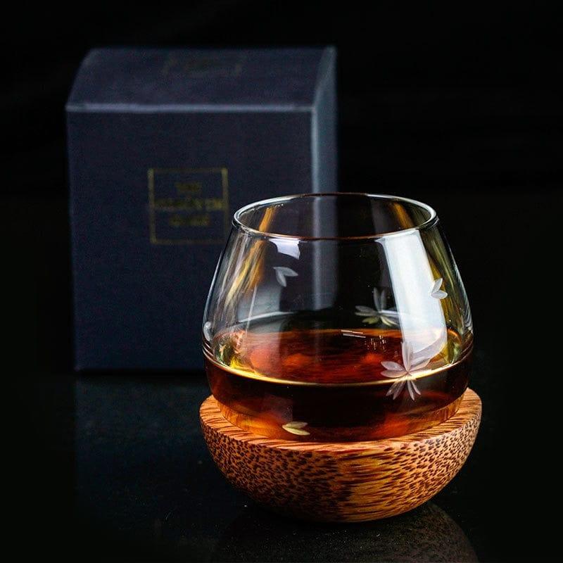 Shop 0 Slow Roll Spherical Whisky Rock Glass Match Wooden Pallet Roly-poly Design Taste Creative Brandy Snifters Whisky Tumbler Holder Mademoiselle Home Decor