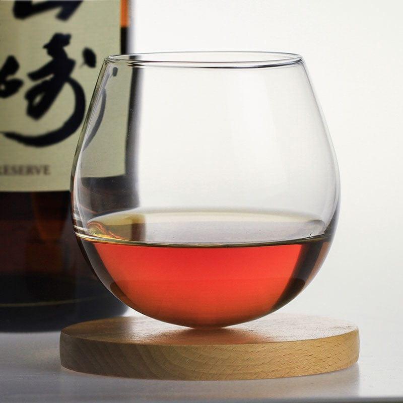 Shop 0 Slow Roll Spherical Whisky Rock Glass Match Wooden Pallet Roly-poly Design Taste Creative Brandy Snifters Whisky Tumbler Holder Mademoiselle Home Decor