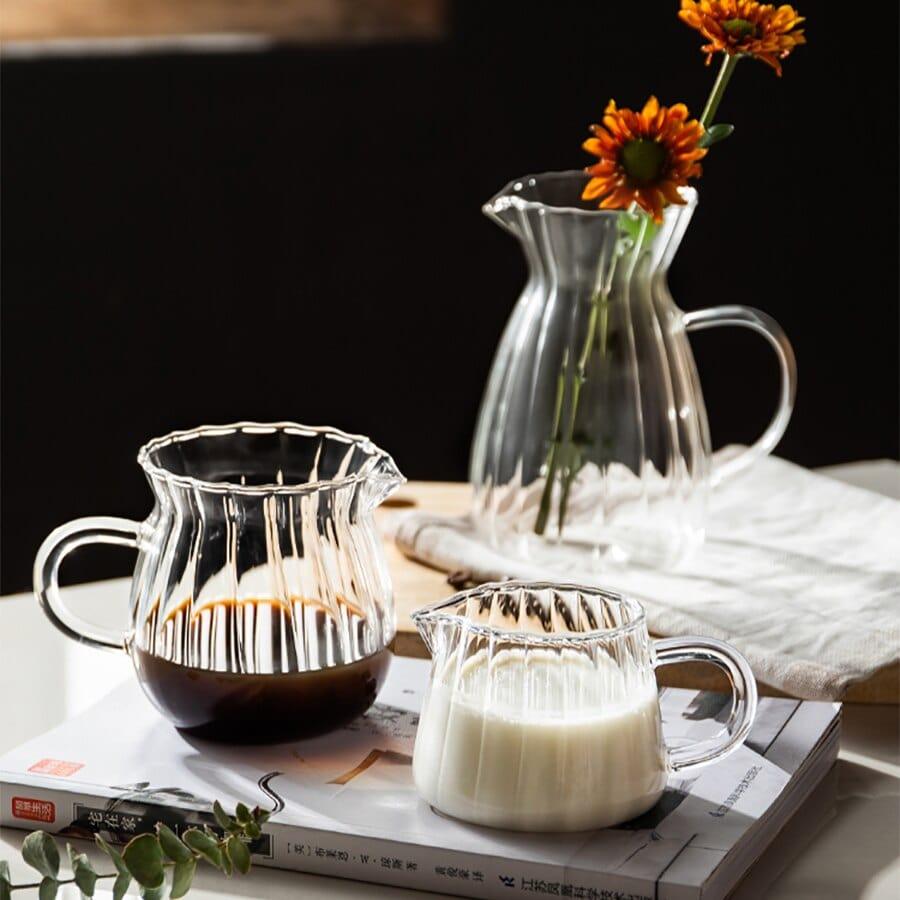 Shop 0 Nordic Transparent Glass Coffee Milk Jug Set With Handle Espresso Coffee Frothing Cup Tea Pitcher Separator Cafe Drinkware Tool Mademoiselle Home Decor