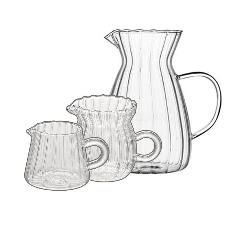 Shop 0 Nordic Transparent Glass Coffee Milk Jug Set With Handle Espresso Coffee Frothing Cup Tea Pitcher Separator Cafe Drinkware Tool Mademoiselle Home Decor