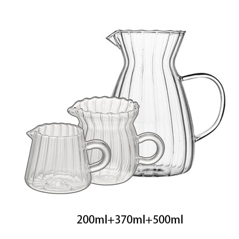 Shop 0 3pc Nordic Transparent Glass Coffee Milk Jug Set With Handle Espresso Coffee Frothing Cup Tea Pitcher Separator Cafe Drinkware Tool Mademoiselle Home Decor