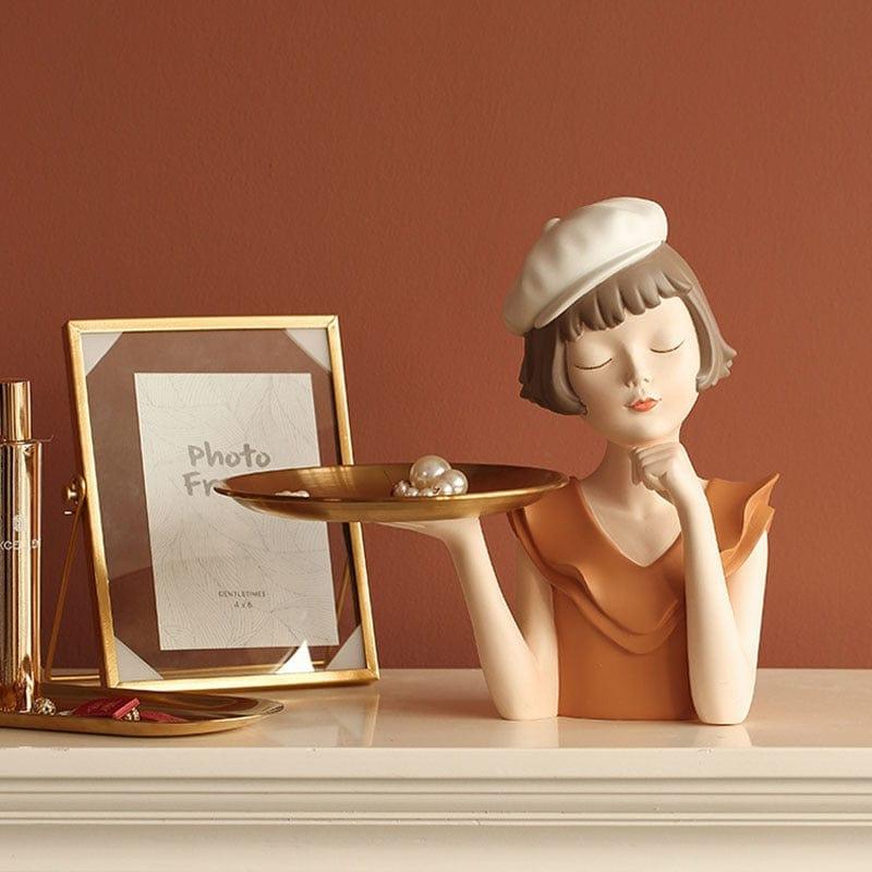 Shop 0 ARTLOVIN Modern Balloon Girl Sculptures Resin Figurines Bust Vase Gold Tray Storage For Cabinet Living Room Decor Birthday Gifts Mademoiselle Home Decor