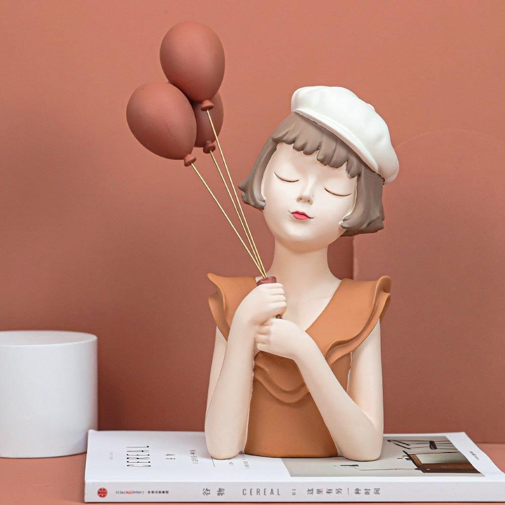 Shop 0 ARTLOVIN Modern Balloon Girl Sculptures Resin Figurines Bust Vase Gold Tray Storage For Cabinet Living Room Decor Birthday Gifts Mademoiselle Home Decor