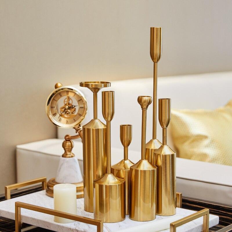 Shop 0 Metal Candlestick Holder Wedding Luxury Table Romantic Decorations New Year Party Pillar Candle Holder Gold Scandinavia Decor Mademoiselle Home Decor