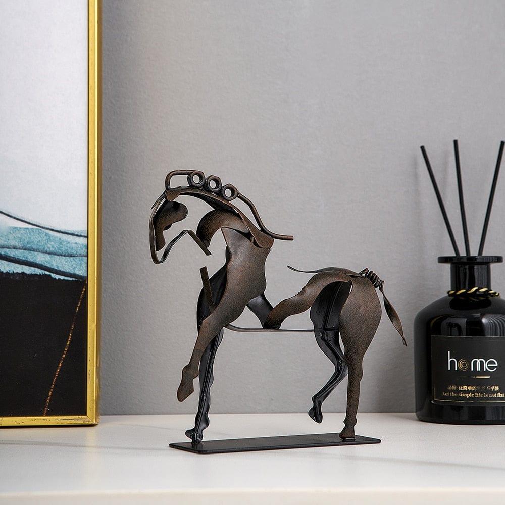 Shop 0 Abstract animal Decorative Statue Nordic Simple Metal Black Lines horse Sculpture Ornaments Iron Art Home Decoration Crafts Gift Mademoiselle Home Decor