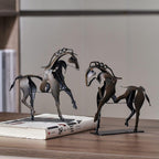 Shop 0 Abstract animal Decorative Statue Nordic Simple Metal Black Lines horse Sculpture Ornaments Iron Art Home Decoration Crafts Gift Mademoiselle Home Decor