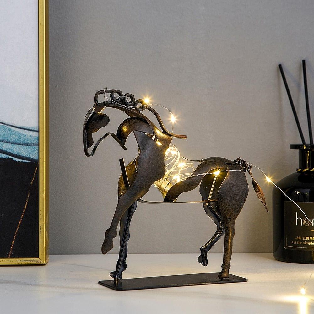 Shop 0 Abstract animal Decorative Statue Nordic Simple Metal Black Lines horse Sculpture Ornaments Iron Art Home Decoration Crafts Gift Mademoiselle Home Decor