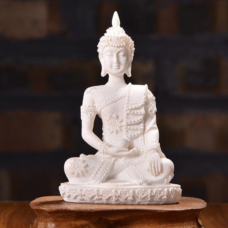 Shop 0 White / 7.5X5X11 Decoration Buddhist Sandstone Religion Resin Crafts Small Sitting Buddha Ornaments Sculpture Home  Ornaments Gifts Mademoiselle Home Decor