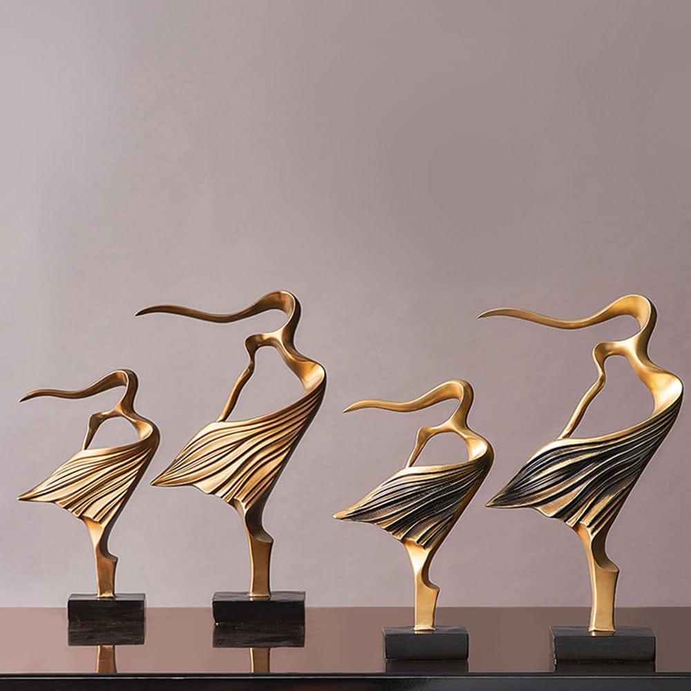 Shop 0 Nordic Abstract Figure Statue Resin Dancer Figurines for Interior Home Decor Living Room Office Bookshelf Golden Decor Ornament Mademoiselle Home Decor