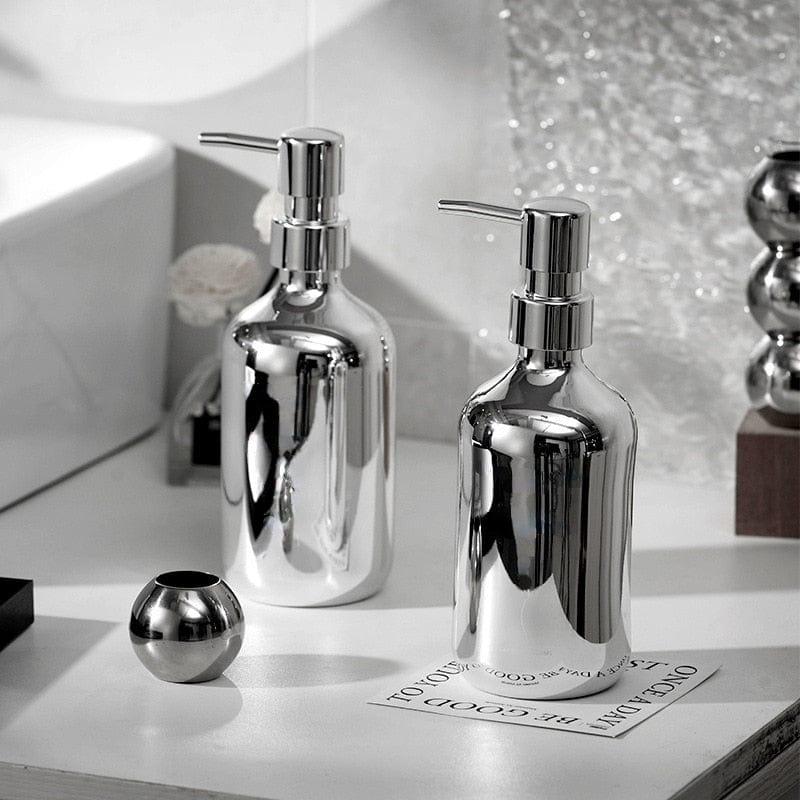 Shop 0 500/300ml Silver Plating Soap Sanitizer Bottle Refillable Shampoo Shower Gel Soap Dispenser for Bathroom Kitchen Accessories Mademoiselle Home Decor