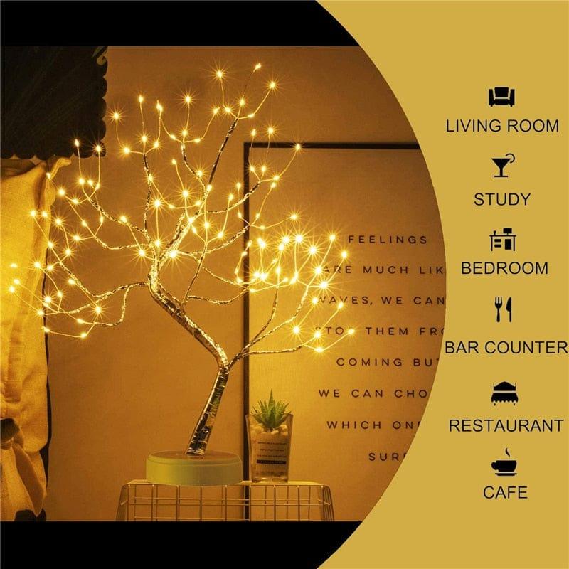 Shop 0 LED Night Light Mini Christmas Tree Copper Wire Garland Lamp For Kids Home Bedroom Decoration Decor Fairy Light Holiday lighting Mademoiselle Home Decor