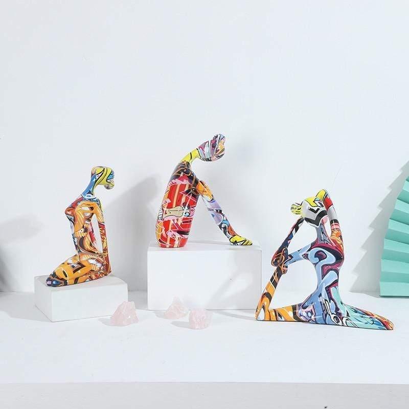 Shop 0 Creative Modern Resin Art Color Yoga Girl Statue Figurine Resin Sculpture Home Office Bar Store Decoration Ornament Crafts Mademoiselle Home Decor