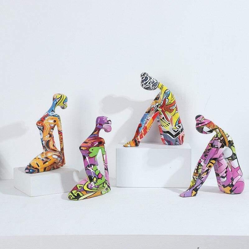 Shop 0 Creative Modern Resin Art Color Yoga Girl Statue Figurine Resin Sculpture Home Office Bar Store Decoration Ornament Crafts Mademoiselle Home Decor