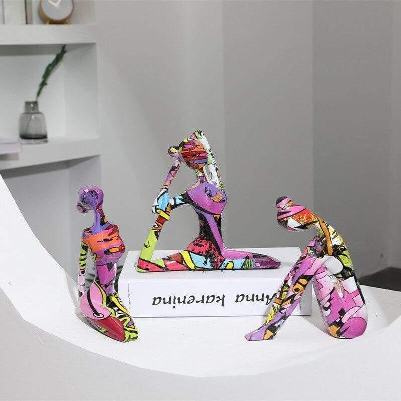 Shop 0 Creative Modern Resin Art Color Yoga Girl Statue Figurine Resin Sculpture Home Office Bar Store Decoration Ornament Crafts Mademoiselle Home Decor