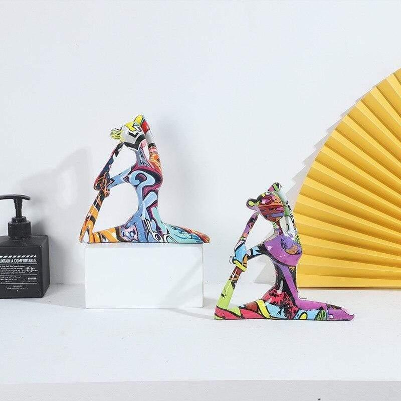 Shop 0 Creative Modern Resin Art Color Yoga Girl Statue Figurine Resin Sculpture Home Office Bar Store Decoration Ornament Crafts Mademoiselle Home Decor