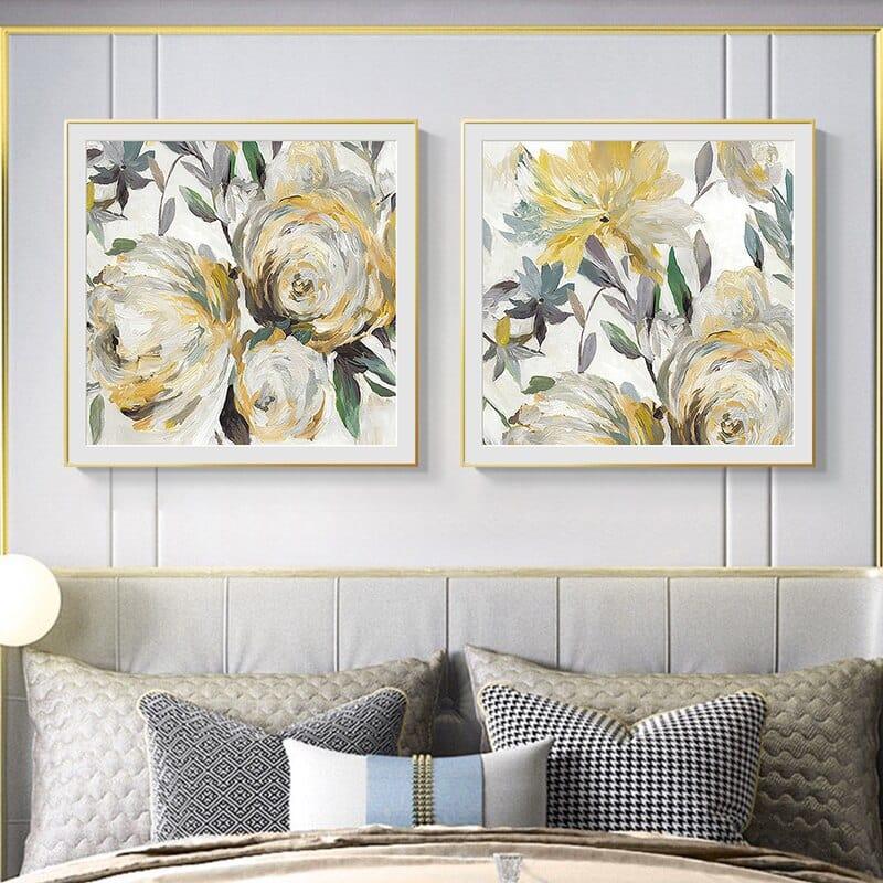 Shop 0 Scandinavian Abstract Flower Canvas Painting Yellow Plant Leafs Posters and Prints Wall Art Pictures for Living Room Decoration Mademoiselle Home Decor